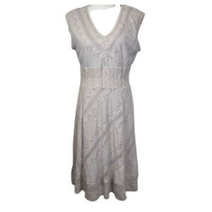 Rabbit Rabbit Rabbit Designs Crochet Lace Dress Cream Ivory Stretch Size 10
